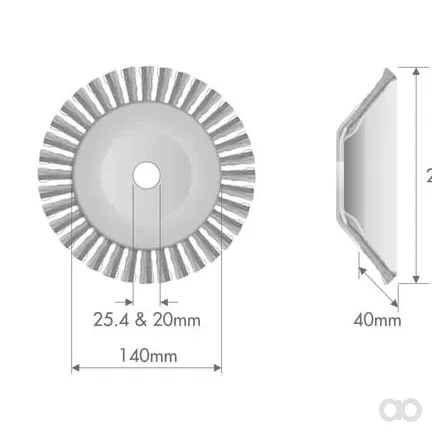KOTI - SRKO230001 - Freischneider Unkrautbuerste 200x80 Stahl, Loch Diameter 20/25,4