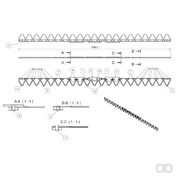 Kramp - 1008570KR - Maehbalken Mit Zaehnen 1,60 m Aebi