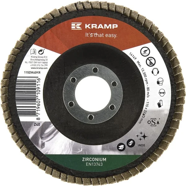Kramp - 115ZIK40KR - Zirkonium-Klappenstirnscheibe 115mm Körnung 40
