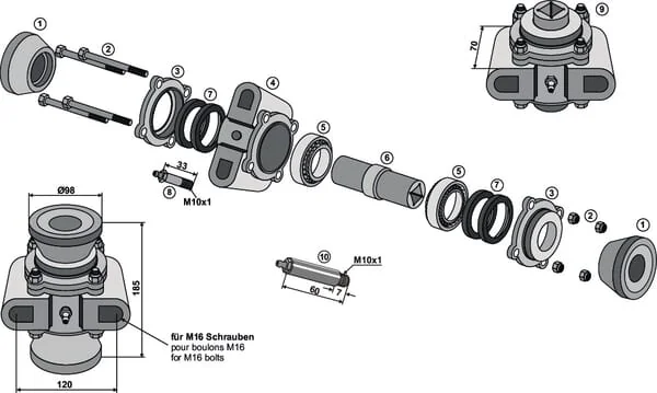 Kramp - 17100031 - Lager Komplett für 26x26 Quadrat