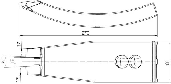 Kramp - 205006N - Grubberschar 270x81mm Gehaertet, Gebogen, 2-Loch, Geeignet Fuer Vaederstad