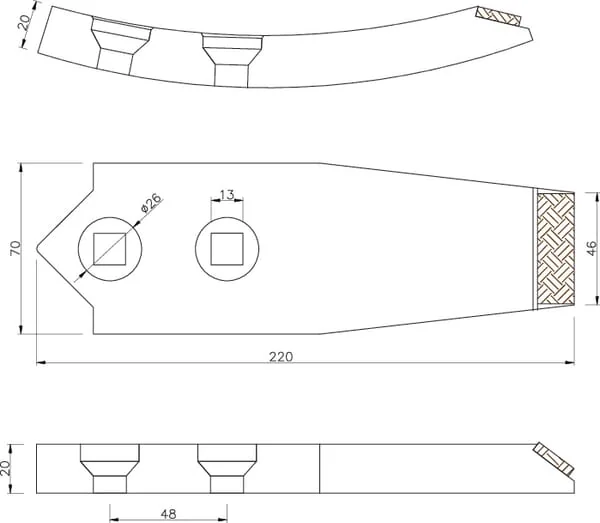 Kramp - 2111200020CN - Kultivatorzinke 215x40x20mm Geeaertet Gebogen 2-Loch Geeignet fuer UNIA