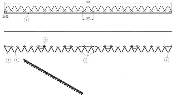 Kramp - 253382KR - Maehwerkzeug Mit Zaehnen 1,90m Rapid