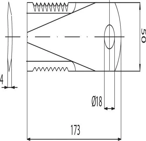Kramp - 281440N - Maehwerk-Messer 173x50x4 mm Diameter 18mm
