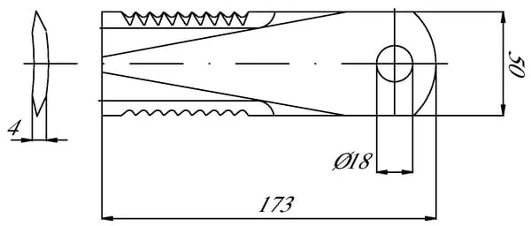 Kramp - 281440N - Maehwerk-Messer 173x50x4 mm Diameter 18mm