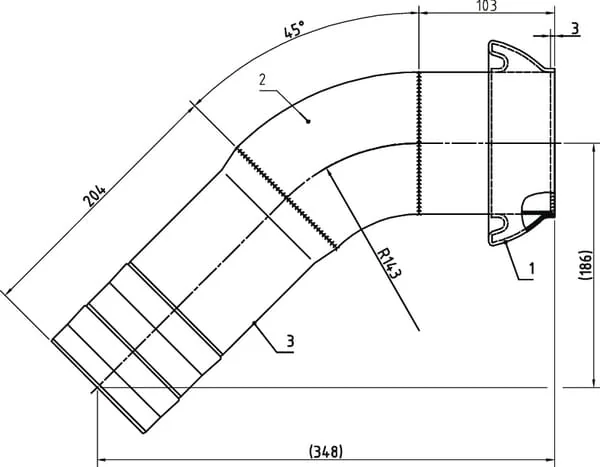 Kramp - 4104045Z - Maennlich 4" 45° Schlauchanschlussbogen