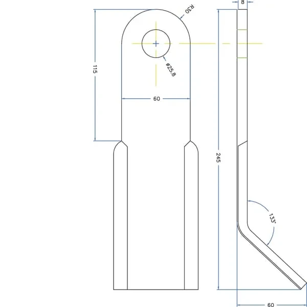 Kramp - 482613 - Lagarde-Schlegelmesser 60x8x245 D25