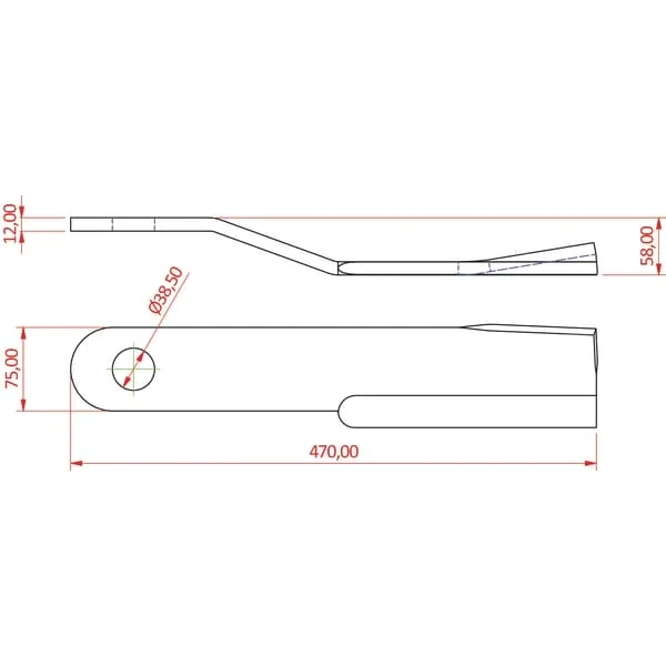 Kramp - 484075DN - Schlegelblatt Gebogen 75x470 RH