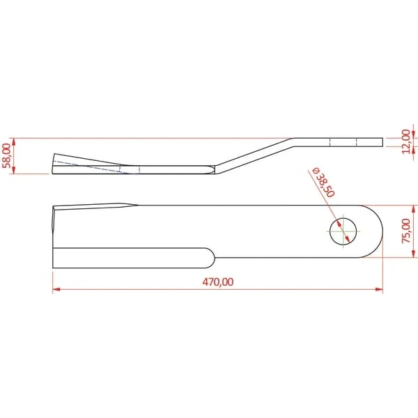 Kramp - 484075GN - Schlegelblatt Gebogen 75x470 LH