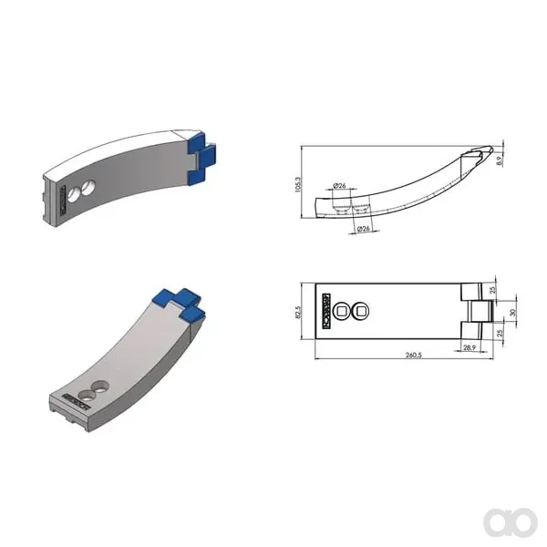 Kramp - 498383CN - Kultivatorzinke 260x82mm Gehaertet, Gebogen, 2-Loch, Geeignet Fuer Vaderstad