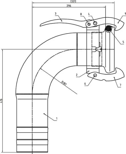 Kramp - 5204090Z - Cevni-Anschluss Weiblich 5 Zoll 90° Bogen