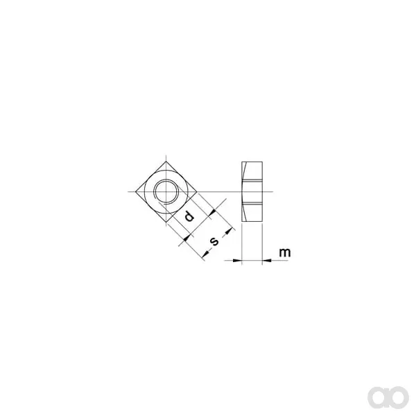 Kramp - 55710RVS - Vierkantmutter DIN 557 M10x1.50 Edelstahl