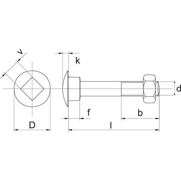 Kramp - 6031060 - Wagenschraube Mit Mutter DIN603 M10x60 Stahl Verzinkt 4.6 Kramp