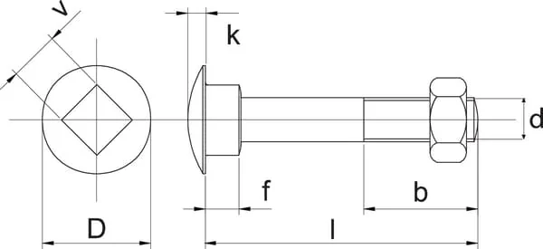Kramp - 6031280 - Linsenkopfschraube Mit Mutter DIN603 M12x80 Stahl Verzinkt 4.6