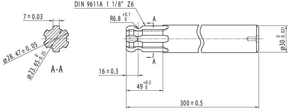 Kramp - 6730301KR - Wellenende 300mm 1-1/8 1-Seitig