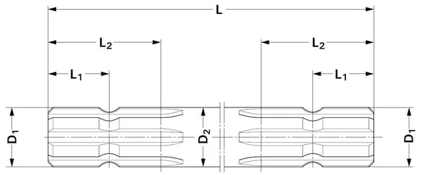 Kramp - 6735402KR - Verzahnte Welle 400L 13/8 2-seitig