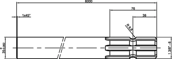 Kramp - 6735600116MNCR5 - Welle L=6000 1.3/8-6 Einseitig