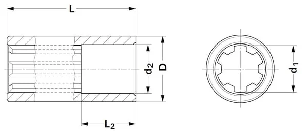 Kramp - 6740102KR - Verzahnte Nabe 150L 1.3/8-6