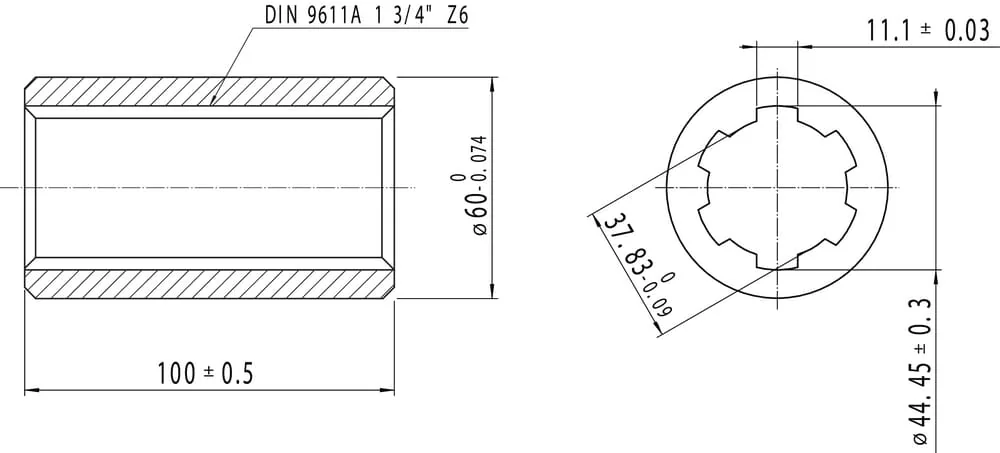 Kramp - 6740121KR - Profilnabe 100L 1.3/4-6