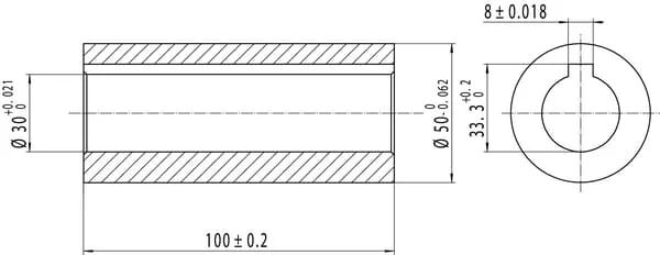 Kramp - 6740170KR - Rundbohrung L100 Diameter 30 mit 8mm Schluessel