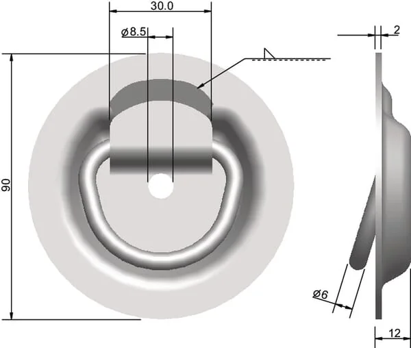 Kramp - 709016KR - Verzinkte Lasche 90 mm V=12 mm