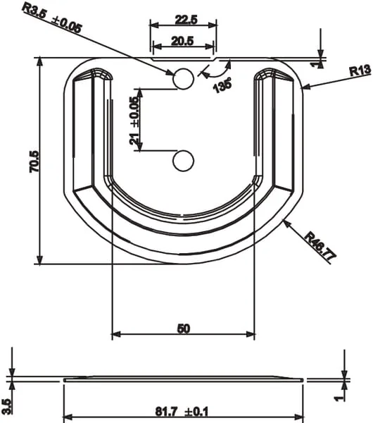Kramp - 709023KR - Verzinkte Lasche 81,7 x 70,5 mm H=3,5 mm
