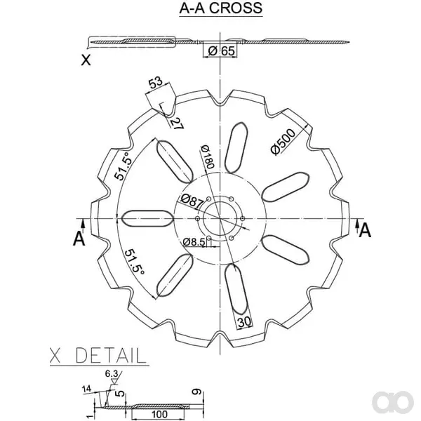 Kramp - 72090102N - Saemaschinenscheibe Verzahnt 500x5,0mm