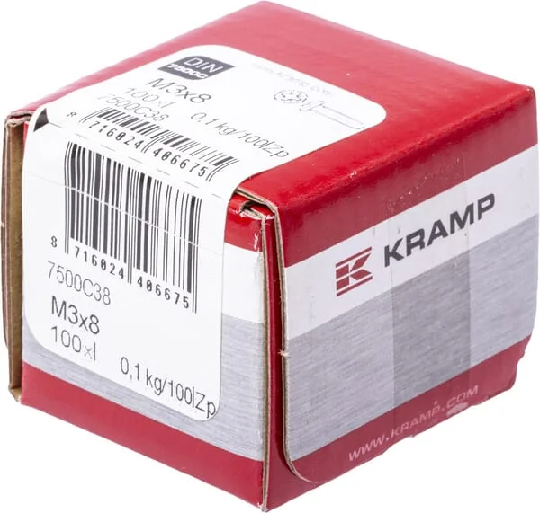 Kramp - 7500C38 - Taptite-Schraube DIN 7985:7500C M3x8 Stahl Verzinkt