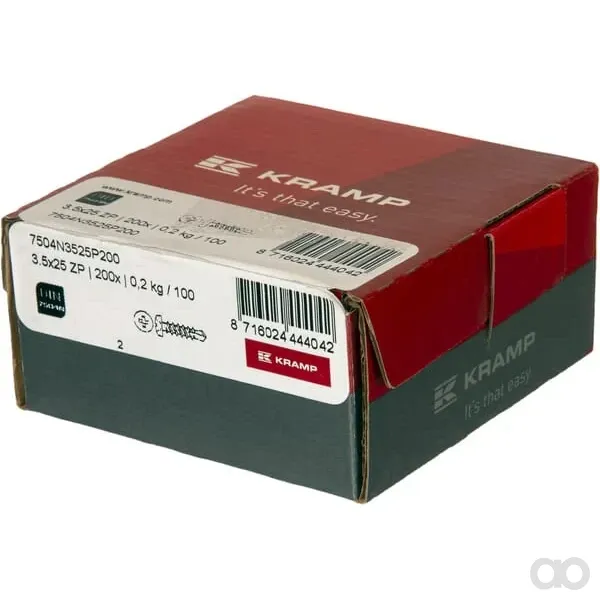 Kramp - 7504N3525P200 - Selbstschneidende Schraube 3,5x25mm PH2 Linsenkopf DIN 7504