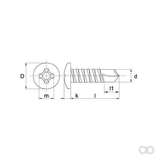 Kramp - 7504N4838P200 - Selbstbohrende Flachkopfschraube 4,8x38mm PH2 Linsenkopf, DIN 7504