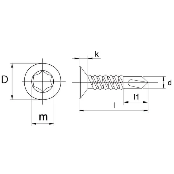 Kramp - 7504PTEKS6380T30A - Selbstbohrende Flachkopfschraube 6,3x80mm TX30 Senkkopf, DIN 7504
