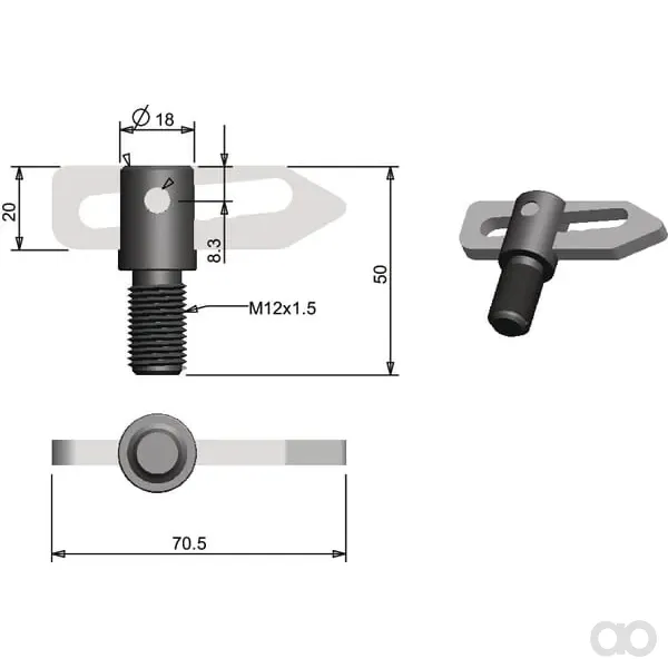 Kramp - 770041KR - Fallriegel M12x1,75x25mm Diameter 18mm