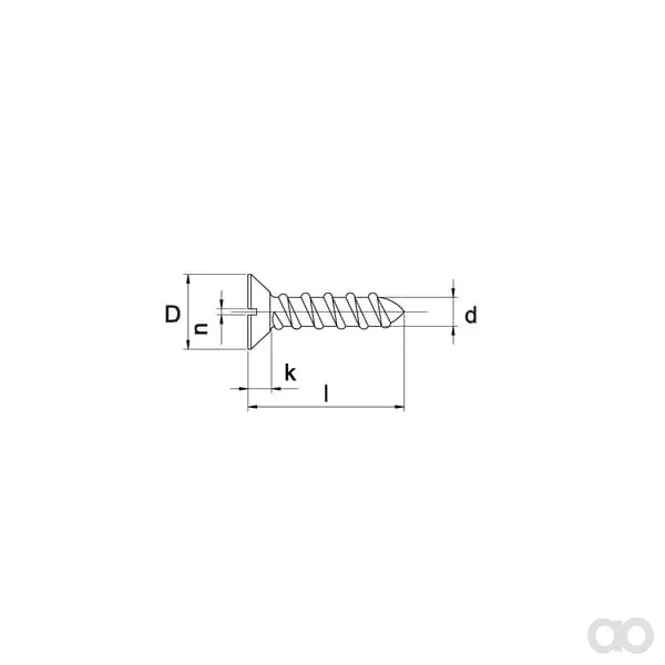 Kramp - 7972C3916RVSP100 - Schraube Selbstschneidend, Schlitz 3,9x16mm, 1mm Senkung, Edelstahl, DIN 7972 Kramp