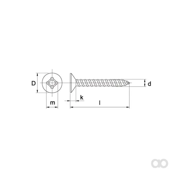 Kramp - 7982C3945RVSP100 - Selbstschneidende Blechschraube DIN7982C, PZ2, 3,9x45 Rvs-A2