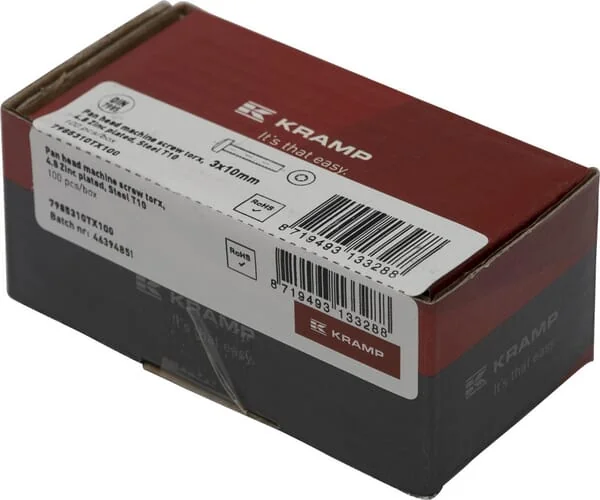 Kramp - 7985310TX100 - Linsenkopf-Maschinenschraube 3x10 Torx DIN7985