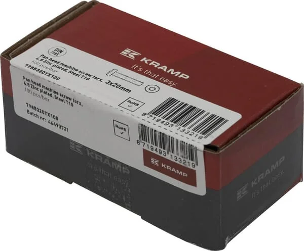 Kramp - 7985320TX100 - Linsenkopfschraube 3x20 Torx DIN7985