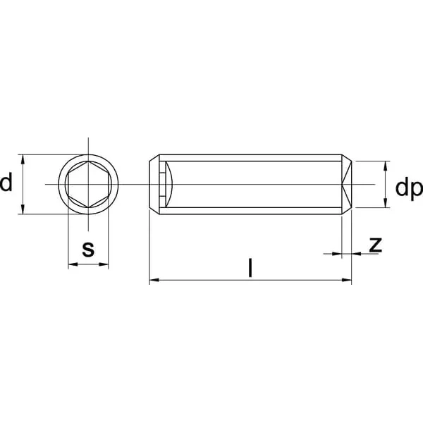 Kramp - 91646RVSP025 - Madenschraube DIN916 M4x6 Edelstahl A2 Kramp