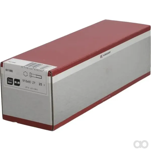 Kramp - 9311880 - Sechskantschraube DIN931 M18x80 Stahl Verzinkt 8.8