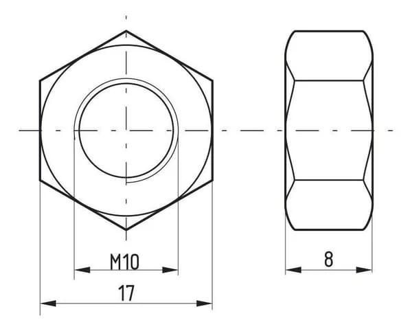 Kramp - 93410B - Sechskantmutter DIN934 M10x1.50 Stahl Klasse 8