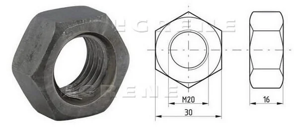 Kramp - 93420B - Sechskantmutter DIN934 M20x2,50 Stahl Guete 8