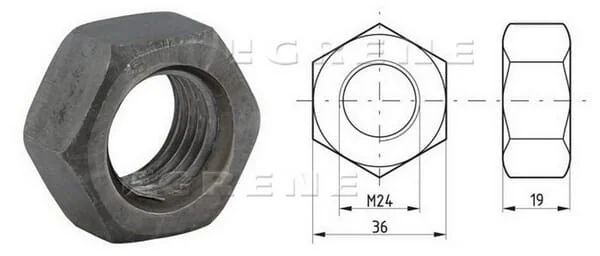 Kramp - 93424B - Sechskantmutter DIN934 M24x3,00 Stahl Guete 8