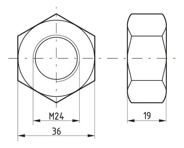 Kramp - 93424B - Sechskantmutter DIN934 M24x3,00 Stahl Guete 8