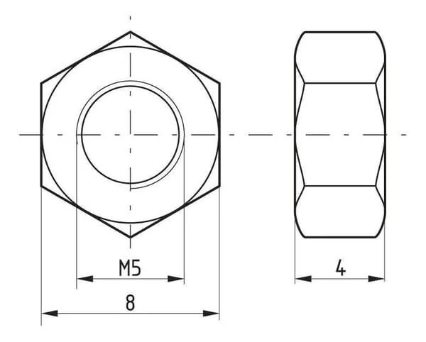 Kramp - 9345B - Sechskantmutter DIN934 M5x0,80 Stahl Güteklasse 8