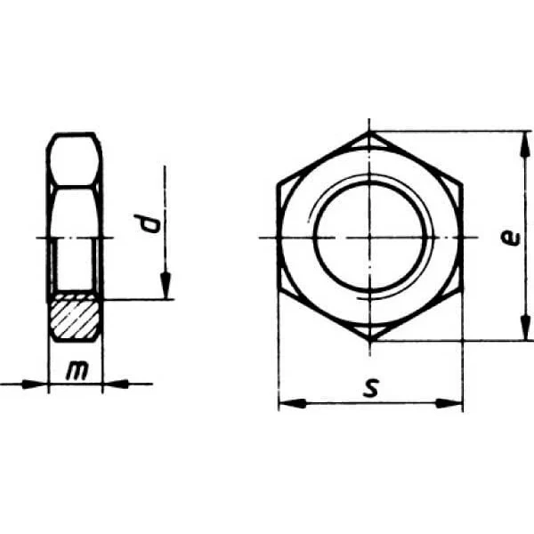 Kramp - 93610 - Sechskantmutter niedrige Bauform DIN936 M10x1,50 Stahl verzinkt Klasse 8