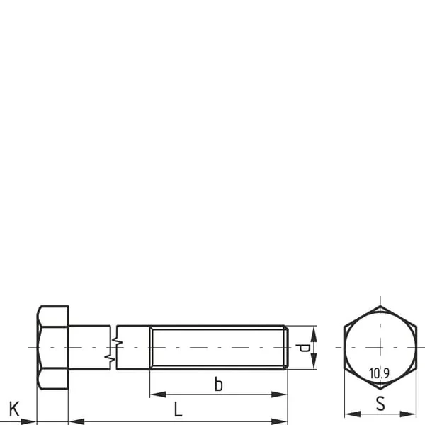 Kramp - 9601615120109 - Sechskantschraube DIN960 m16x1,50x120 Stahl Verzinkt 10.9 Kramp