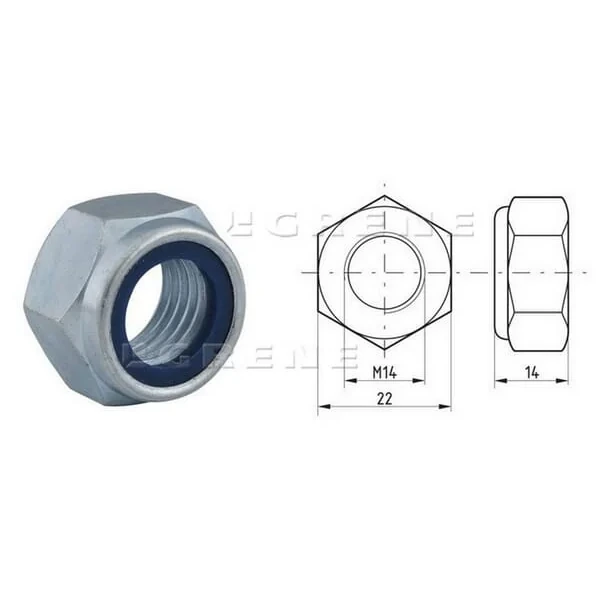 Kramp - 98514 - Sechskantmutter DIN985 M14x2,00 Stahl Verzinkt Klasse 8 Kramp