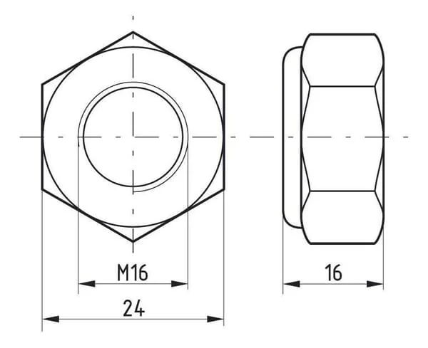 Kramp - 9851615 - Sechskant-Fluegelmutter DIN985 M16x1,50 Stahl Verzinkt Klasse 8