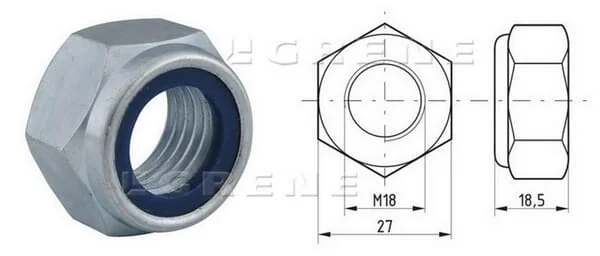 Kramp - 98518 - Sechskant-Fluegelmutter DIN985 M18x2,50 Stahl Verzinkt Klasse 8