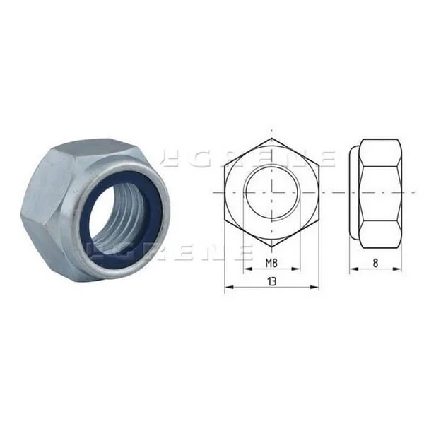 Kramp - 9858 - Sechskantmutter DIN985 M8x1,25 Stahl Verzinkt Klasse 8 Kramp