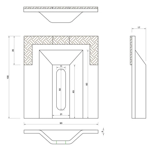 Kramp - AB960279CN - Schaber Karbid 100x90x4mm Kramp